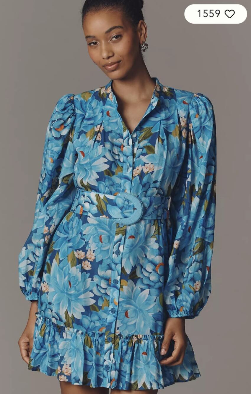 NWT Farm Rio x Anthropologie Long-Sleeve Mini Swing Dress